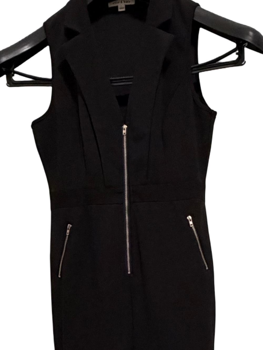 Tailored Black Sleeveless Zip-Front Jumpsuit - Picture 3 of 3